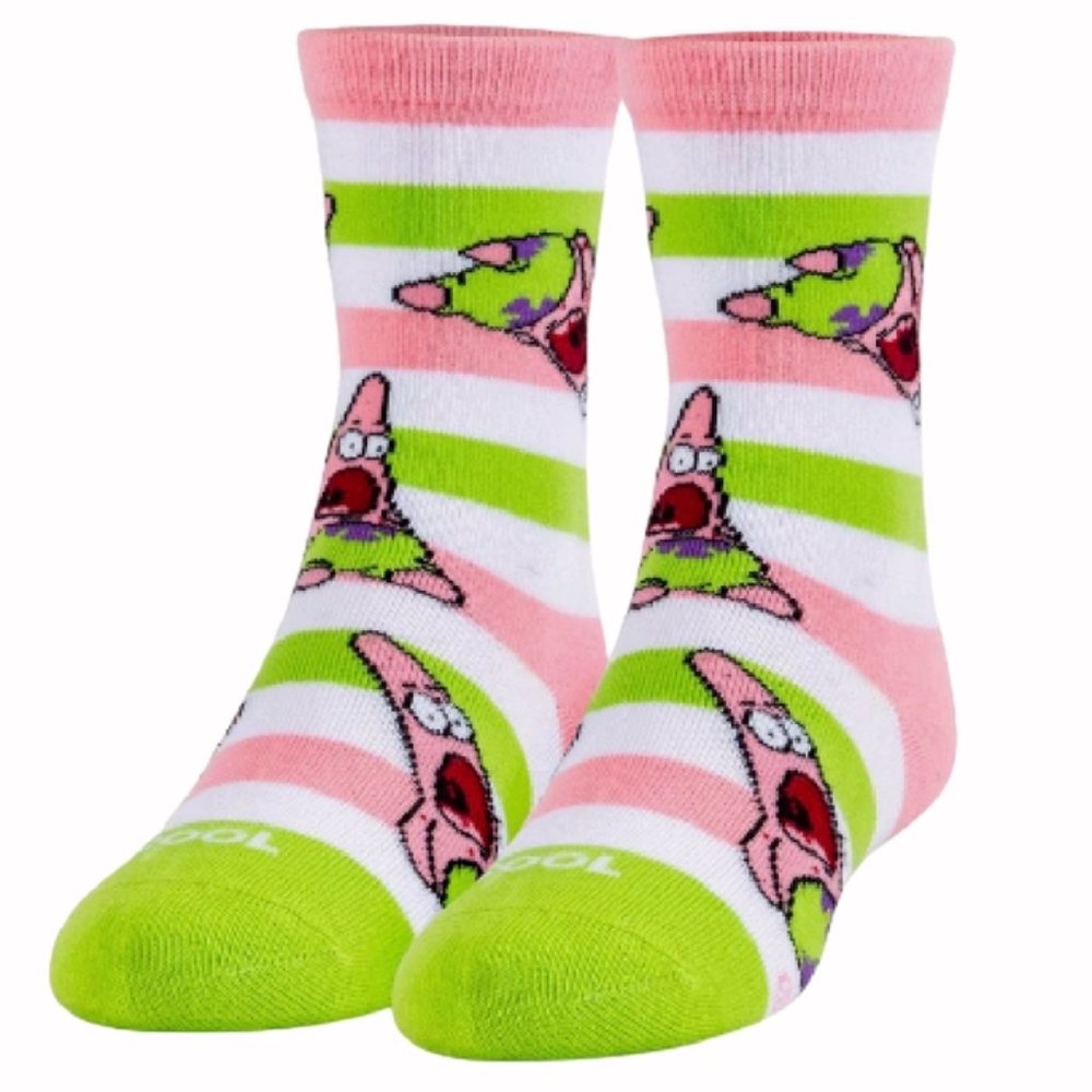 Patrick Star Yellow/Beige Stripes Athletic Crew Socks - NEW Fast Ship